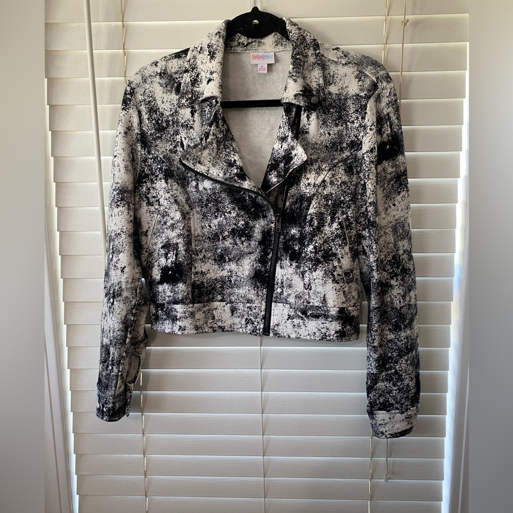 Accepting offers- LuLaRoe Black and White Abstract Moto Jacket